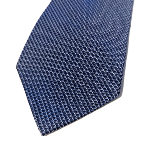 Lauren Ralph Lauren Men's Navy Blue Patterned 100% Silk Tie Geometric Handmade - Picture 2 of 6